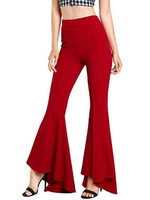 Rote Glockenhose mit hoher Taille; dehnbare Schlaghose