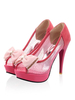 Rote High Heels Damen Peep Toe Plateau Bow Slip On Pumps