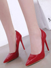 Rote High Heels Frauen wies Zehe Slip On Pumps