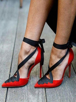 Rote High Heels Wildleder Spitz Toe Ankle Strap Pumps Frauen Kleid Schuhe