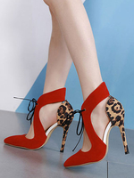 Rote High Heels Wildleder Spitze Spitze ausgeschnitten Schnüren Pumps für Frauen