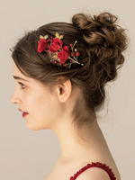 Rote Hochzeit Kopfschmuck Cord Blumen Detail Haarschmuck für die Braut