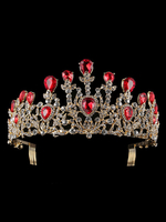 Rote Hochzeit Krone Prinzessin Tiara Braut Kamm Kopfbedeckungen Strass Royal Haarschmuck