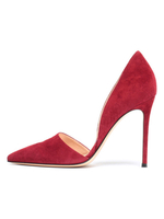 Rote Kleid Schuhe Wildleder spitze Zehe Stöckel Absatz Pumps Damen High Heels