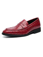 Rote Loafer Schuhe für Männer Slip On Round Toe PU Leder Snakeskin Grain Freizeitschuhe