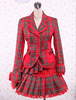 Rote Lolita Jacke und Rock mit Plaidmuster