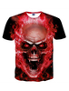 Rote Männer T-Shirt Plus Größe Schädel Print Plus Size Karneval Kurzarm T-Shirt Punk