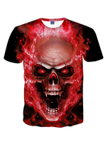 Rote Männer T-Shirt Plus Größe Schädel Print Plus Size Karneval Kurzarm T-Shirt Punk