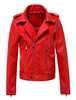 Rote Moto Jacke Leder wie Reißverschluss Damen Bikerjacke mit Taschen