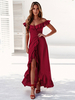 Rote Party Kleider für Frauen Bateau Neck Rüschen Ärmelloses High Low Design Semi Formal Dress