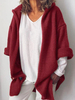 Rote Pullover Strickjacken Frauen Kapuze Langarm Langarm Strickjacken