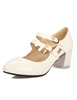 Rote Pumps Block Heel Doppelband Mary Jane Schuhe