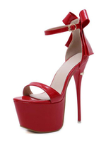 Rote reizvolle Sandalen-Frauen öffnen Zehe-Plattform-Bogen-Knöchel-Bügel-Absatz-Sandalen