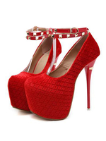 Rote reizvolle Schuh-Frauen-Plattform-Mandel befestigt Stilett-Himmel-hohe Pumps High Heels