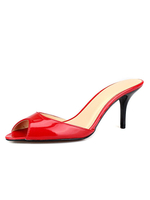 Rote Sandale Hausschuhe Frauen Peep Toe Backless High Heel Sandalen