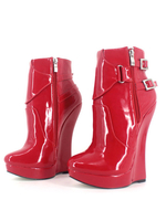 Rote Sexy Stiefel 2021 Frauen Plattform Spitz Schnalle Detail Reißverschluss Booties