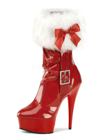 Rote Stiefel-Plattform Bow Fell Schnalle glasiert PU Heels für Frauen
