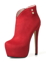 Rote Stiefeletten Frauen Sexy Schuhe Plattform Reißverschluss High Heel Stiefel