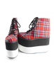 Rote Tartan Lolita hohen Plattform schwarz weiße Sohle