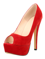Rote Wildleder Pumps High Heel Peep Toe Plateau Sexy Schuhe für Frauen