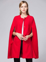 Roten Cape Mantel Damen Jewel Hals ärmellose Wintermantel