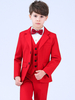 Roter Ring Träger Outfit Hochzeit Jungen Anzüge Smoking Kinder Abendgarderobe 5 Stück