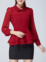 Roter Schleier Chiffon Bluse für Frauen