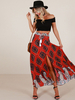 Roter Sommer Rock2020 Split Printed Maxirock