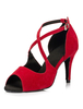 Roter Tanz Sandalen Peep Toe Wildleder Heels für Frauen