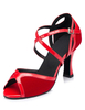 Roter Tanz Schuhe Peep Criss-Cross High Heel Ballsaal Damenschuhe