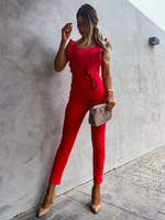 Roter trägerloser; ärmelloser; rückenfreier; gerader Sommer-Playsuit aus Polyester