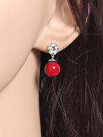 Roter Tropfen-Ohrring-Rhinestones-Rubin-baumelnder Legierungs-schicker durchbohrter Ohrring