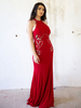 Rotes Abendkleid Etui Aus Der Schulter Lycra Spandex Mit Zug Bestickte Formelle Partykleider