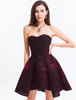 Rotes Korsett-Kleid-trägerloser Spitze-oben schiere Taillen-Trainer