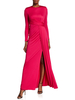 Rotes Partykleid für Mutter der Braut Juwelenhals Langarm Hülle Polyester Gastkleider Für Hochzeit