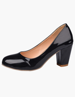 Runde Zehe glasiert PU ziemlich Mid niedrigen Heels für Frauen