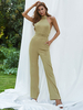 Sage Jewel Neck ärmelloser Reißverschluss rückenfreier Polyester-Sommer-Einteiler-Outfit
