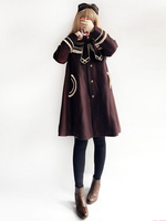 Sailor Lolita Mantel Infanta Two Tone Bowknot Tweed Dunkelbrauner Lolita Mantel