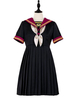 Sailor Style Lolita OP Kleid Schwarz Bestickte Schleifen Lolita One Piece Dresses