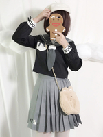 Sailor Style Lolita Outfit Bow - Matrosenkragen-Top mit gesticktem Faltenrock