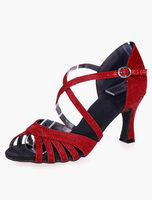Salsa Tanzschuhe rot 2021 Open Toe Criss Cross Latin Tanzschuhe Glitter Ballroom Schuhe