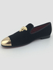 SamtHerren Loafer 2021 Metall Toe Cap flache Slip-On-Freizeitschuhe In schwarz