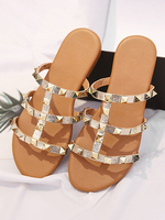 Sandal Slippers Blonde Nieten Sandal Slides Damen besetzte flache Hausschuhe