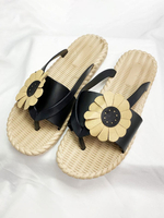 Sandale Hausschuhe Aprikose Runde Zehen Blumen Slip-On Flower Flip Flops