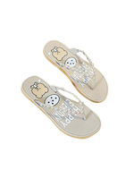 Sandale Hausschuhe Flip Flop Ecru Weiß bedruckte Sandale Slides Damenschuhe