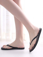 Sandale Hausschuhe Schwarze Tupfen Sandale Flip Flops Slides Frauen-Strand Pantoffeln