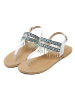 Sandalen 2020 PU mit Perlen-Applikation und Farbblock Sandalen 2020 für Damen