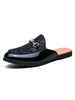 Sandalen für Männer Slip-On Metall Details Leder Gummisohle Herren Pantoletten