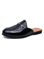 Sandalen für Männer Slip-On Metall Details Leder Gummisohle Herren Sommer Pantoletten