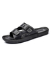 Sandalen für Männer Slip-On PU Leder Split Sole Casual Black Slipper